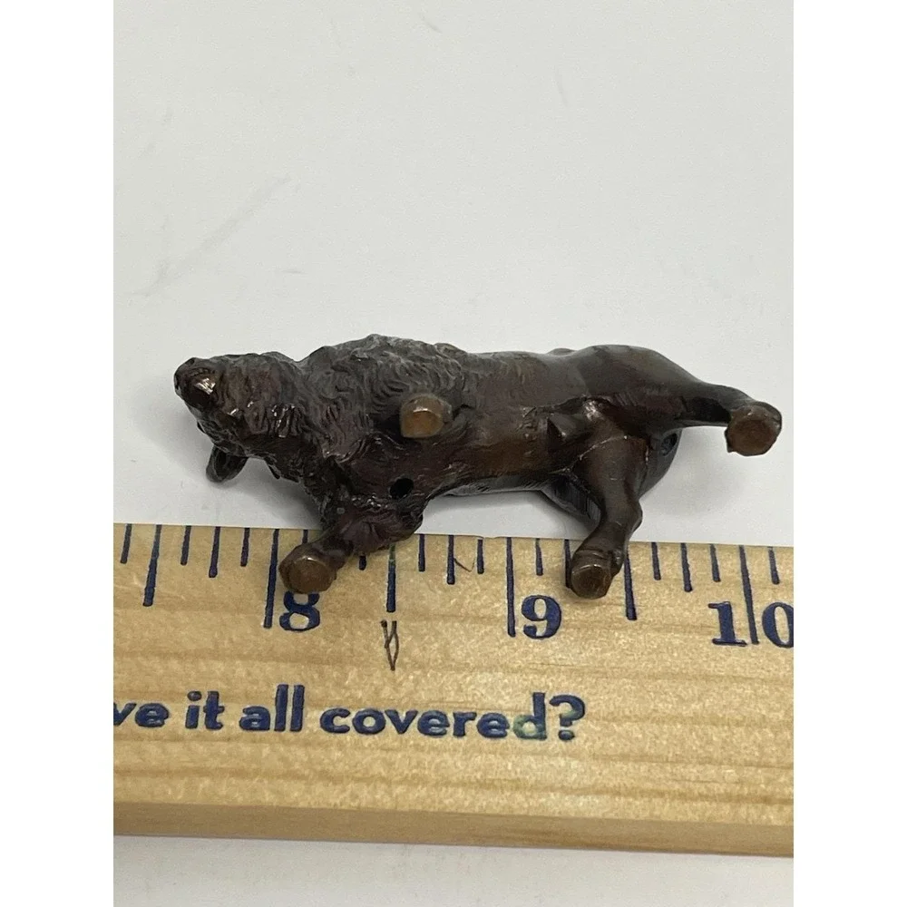 American Bison Buffalo Calf Miniature Figurine 2 Porcelain One Metal Brass? READ